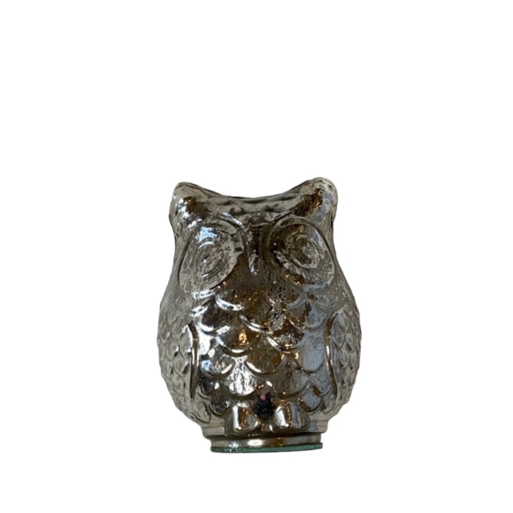 Glass Decorative Silver Owl